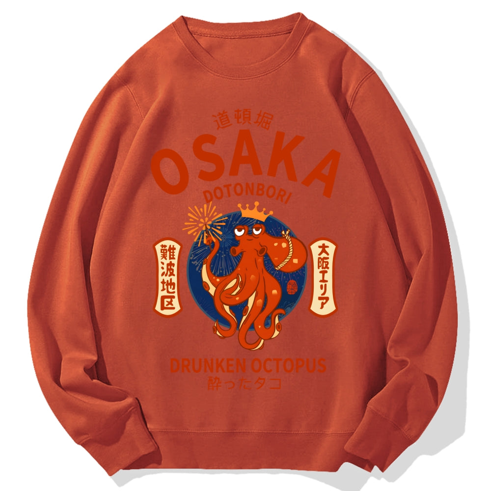 Osaka Dotonbori Drunken Octopus Cotton Sweatshirt