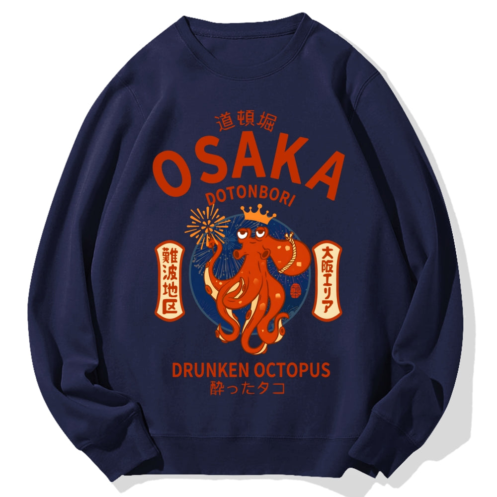Osaka Dotonbori Drunken Octopus Cotton Sweatshirt