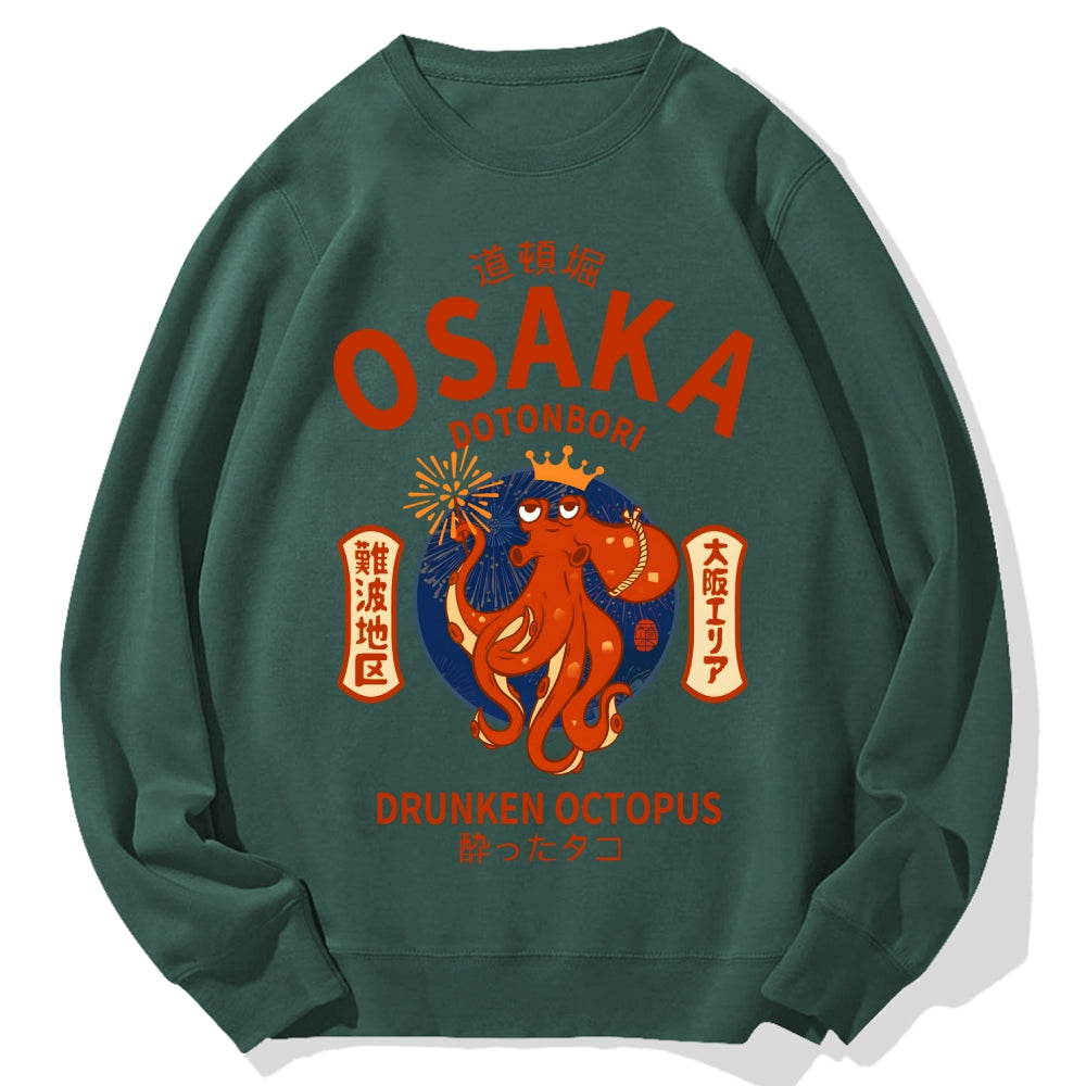 Osaka Dotonbori Drunken Octopus Cotton Sweatshirt