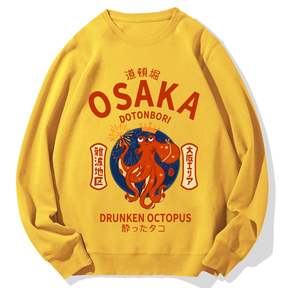 Osaka Dotonbori Drunken Octopus Cotton Sweatshirt