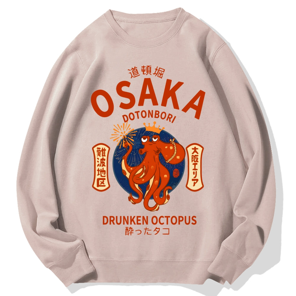 Osaka Dotonbori Drunken Octopus Cotton Sweatshirt