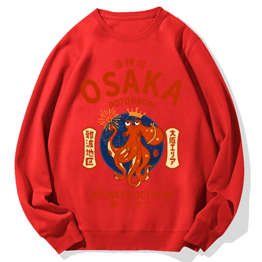 Osaka Dotonbori Drunken Octopus Cotton Sweatshirt