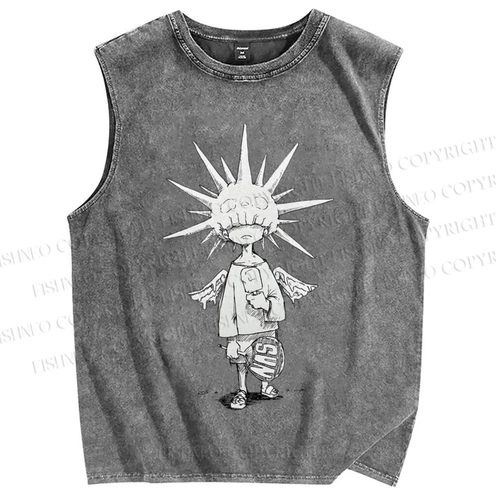 Unisex Darkarts Printed Washed Tank Top