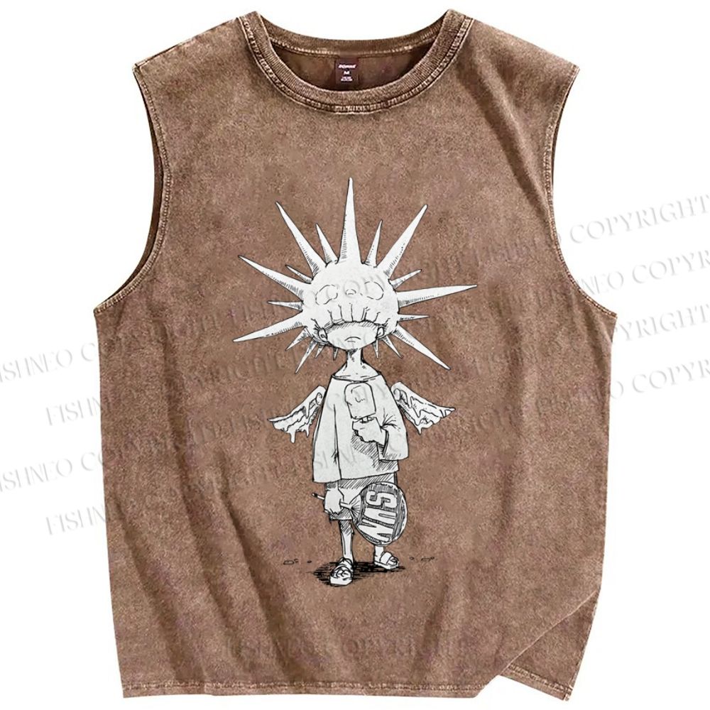 Unisex Darkarts Printed Washed Tank Top