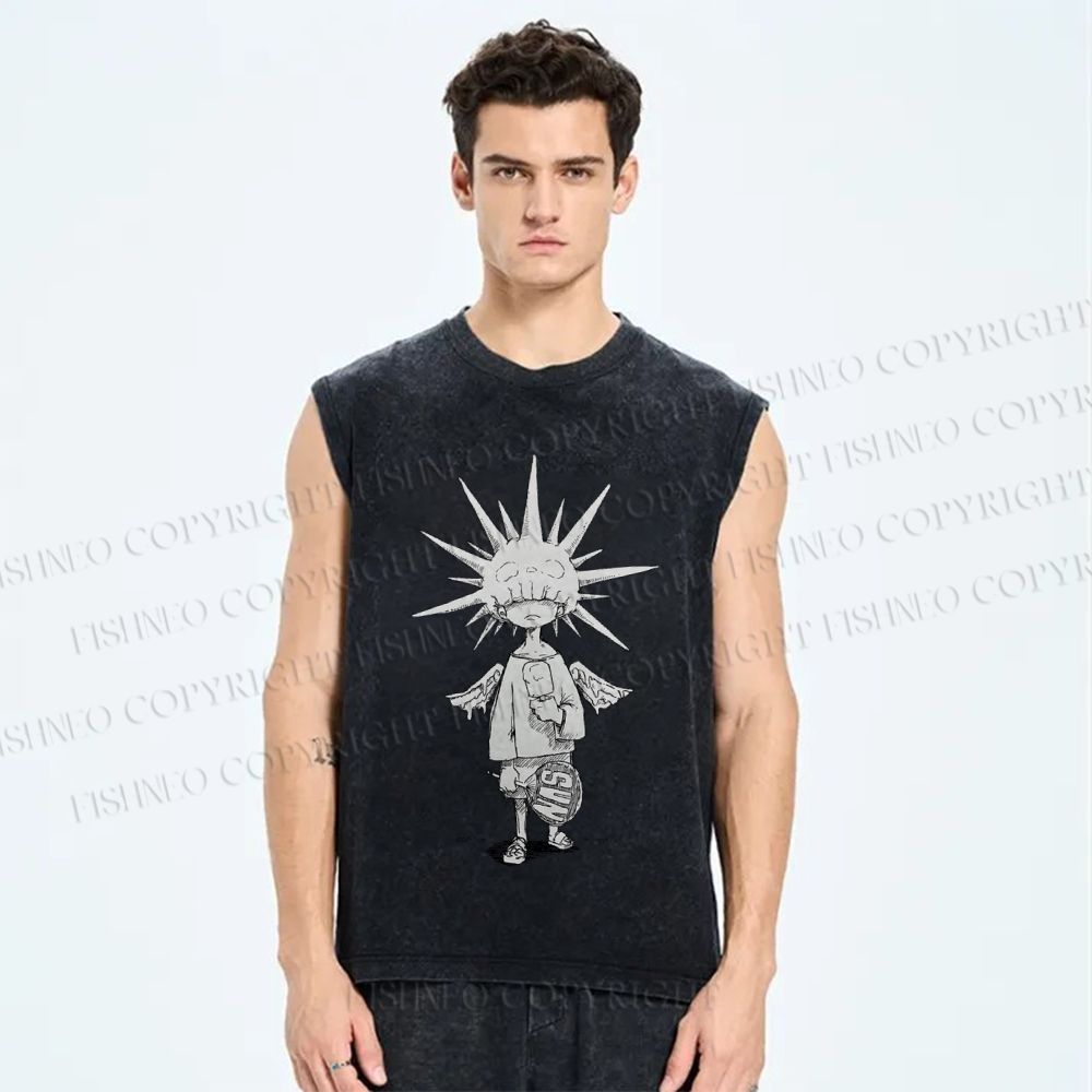 Unisex Darkarts Printed Washed Tank Top