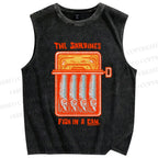 Unisex Sardines Canned Printed Washed Tank Top