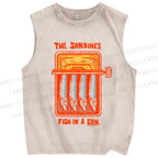Unisex Sardines Canned Printed Washed Tank Top