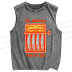 Unisex Sardines Canned Printed Washed Tank Top