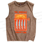 Unisex Sardines Canned Printed Washed Tank Top