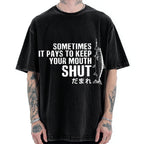 Sometimes It Pays To Keep Your Mouth Shut Funny Fish Vintage Washed T-shirt
