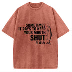 Sometimes It Pays To Keep Your Mouth Shut Funny Fish Vintage Washed T-shirt