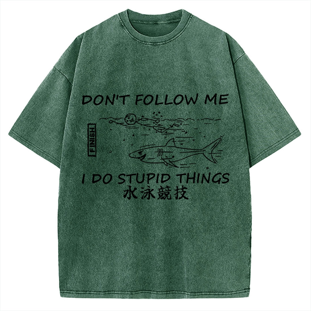 Don't follow me I do stupid things Japanese Vintage Washed T-shirt