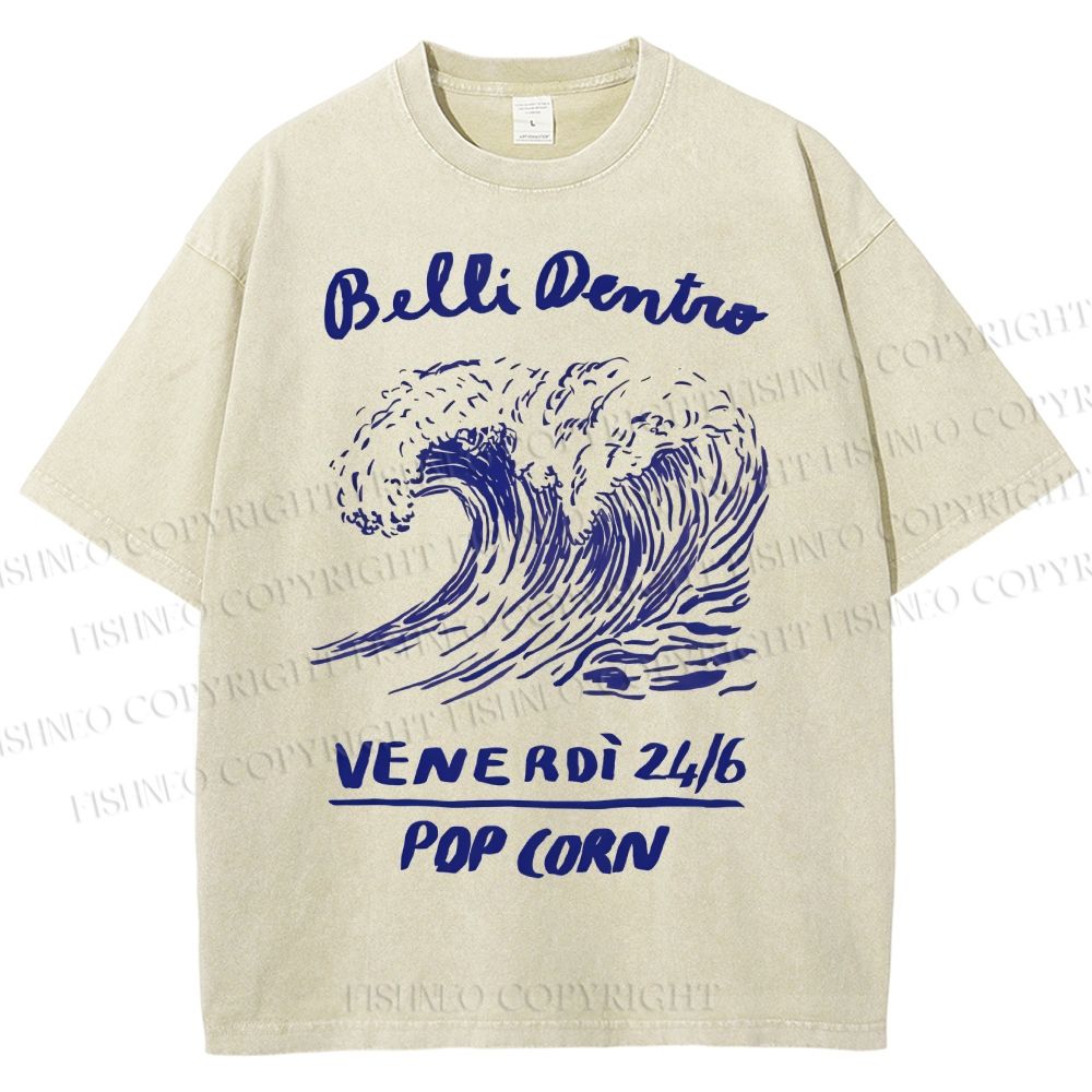 Unisex Waves Pop Ocrn Printed Washed Tee