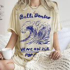Unisex Waves Pop Ocrn Printed Washed Tee