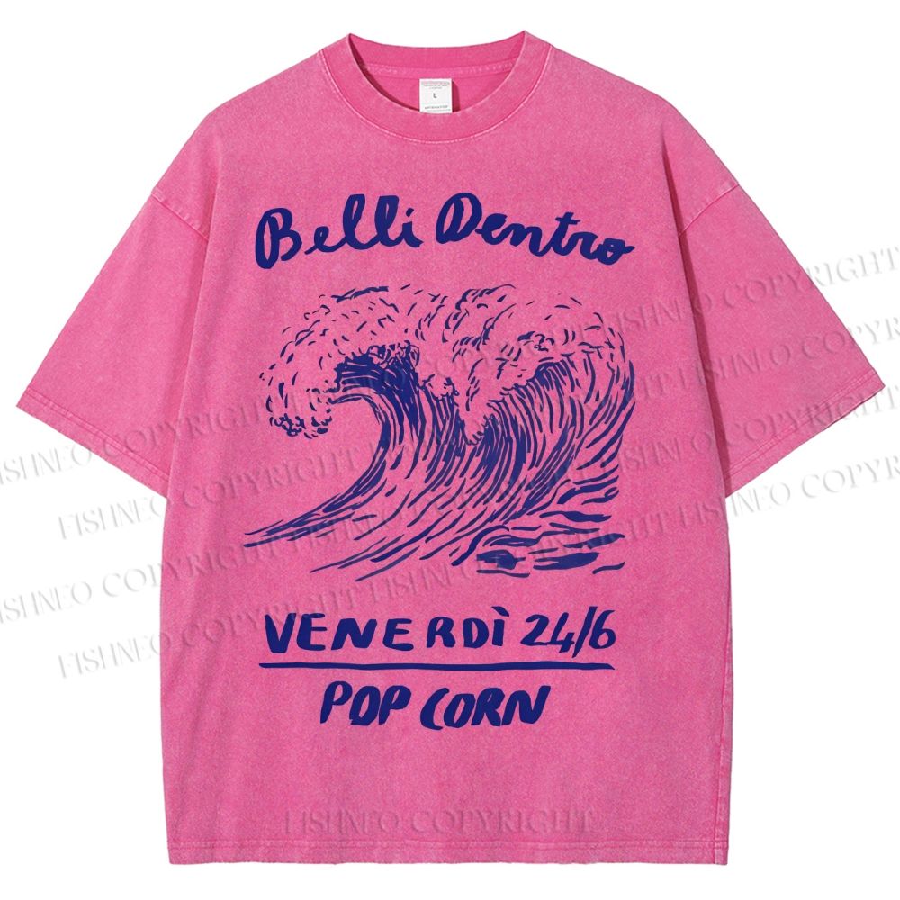 Unisex Waves Pop Ocrn Printed Washed Tee