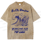 Unisex Waves Pop Ocrn Printed Washed Tee