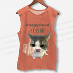 Unisex Funny BAKA Cat Meme Printed Washed Tank Top