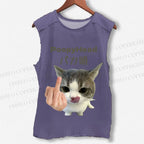 Unisex Funny BAKA Cat Meme Printed Washed Tank Top