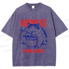 Unisex Cat Noodle For Life Printed Washed Tee