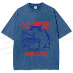 Unisex Cat Noodle For Life Printed Washed Tee