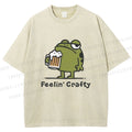 Unisex Frog Beer Feeling Crafty Printed Washed Tee