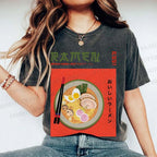 Unisex Japanese Ramen Printed Washed Tee