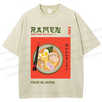 Unisex Japanese Ramen Printed Washed Tee