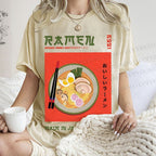 Unisex Japanese Ramen Printed Washed Tee