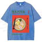 Unisex Japanese Ramen Printed Washed Tee