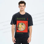 Unisex Japanese Ramen Printed Washed Tee