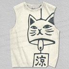 Unisex Vintage Cat Wind Chimes Printed Tank Top