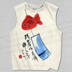 Unisex Japanese Fish Wind Chimes Printed Tank Top