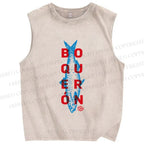 Unisex Sardine Fish Printed Washed Tank Top