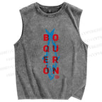 Unisex Sardine Fish Printed Washed Tank Top