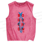 Unisex Sardine Fish Printed Washed Tank Top