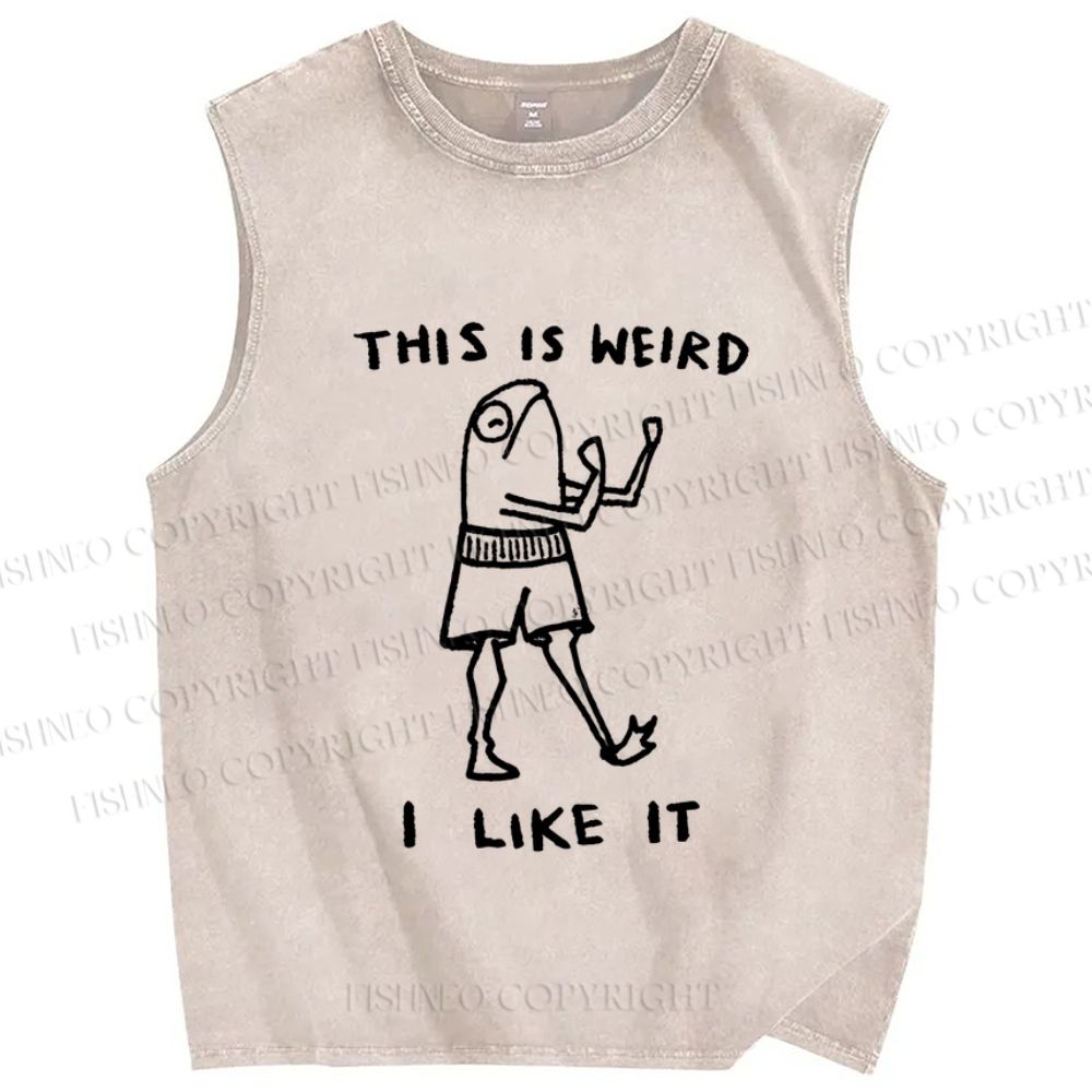 Unisex Silly Frog This Is Weird I Like It Printed Washed Tank Top