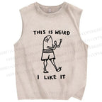 Unisex Silly Frog This Is Weird I Like It Printed Washed Tank Top