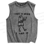 Unisex Silly Frog This Is Weird I Like It Printed Washed Tank Top