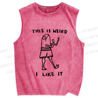 Unisex Silly Frog This Is Weird I Like It Printed Washed Tank Top