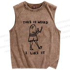 Unisex Silly Frog This Is Weird I Like It Printed Washed Tank Top