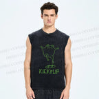 Unisex Skate Frog Kickflip Printed Washed Tank Top