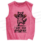 Unisex Raccoon Boxer Will Not Elaborate Printed Washed Tank Top