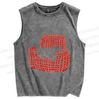 Unisex Cute Cat In Sofa Printed Washed Tank Top