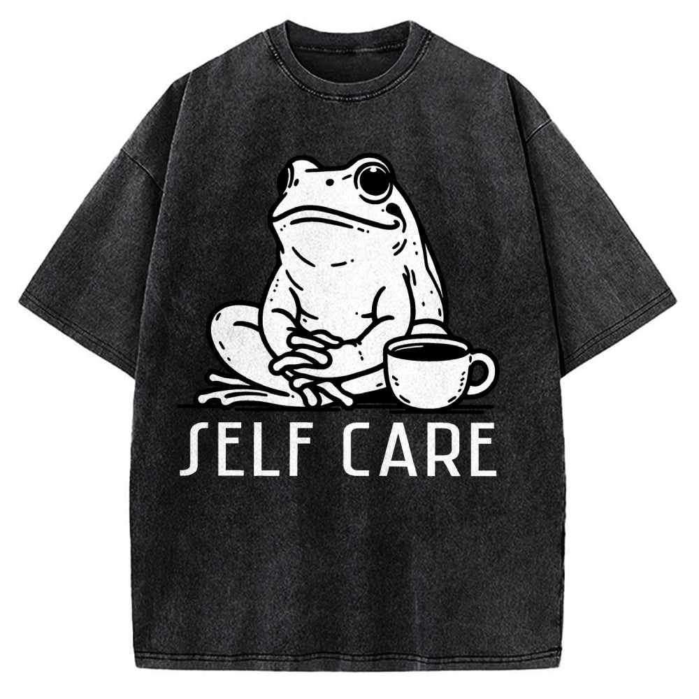 Self Care Frog Vintage Washed T-shirt