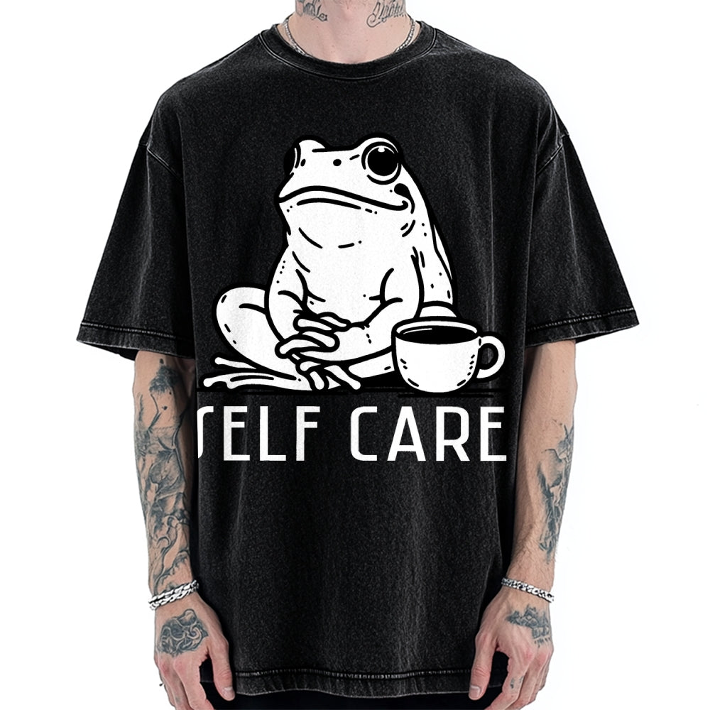 Self Care Frog Vintage Washed T-shirt