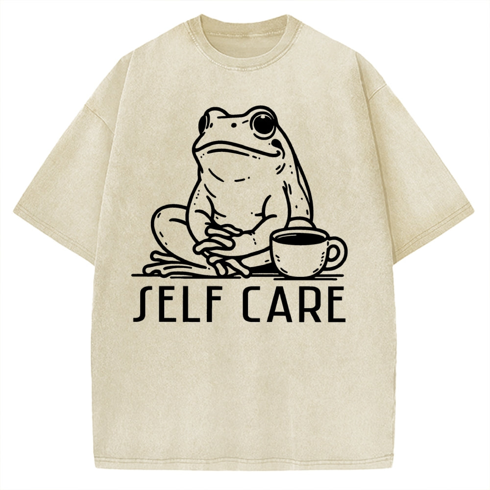 Self Care Frog Vintage Washed T-shirt