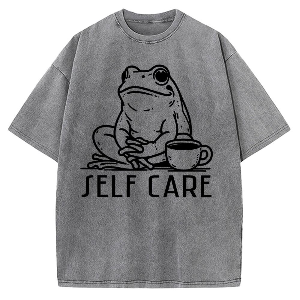 Self Care Frog Vintage Washed T-shirt