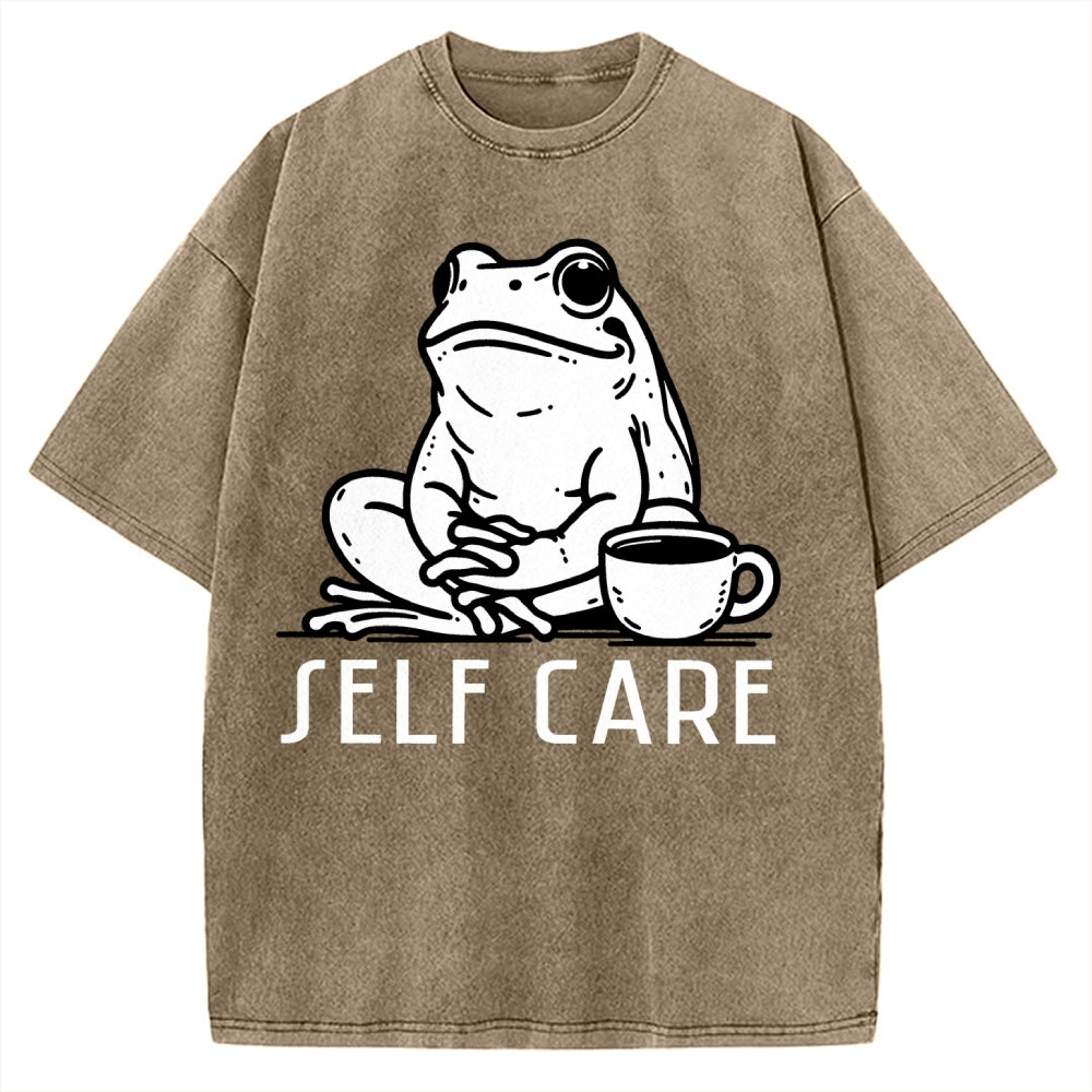 Self Care Frog Vintage Washed T-shirt