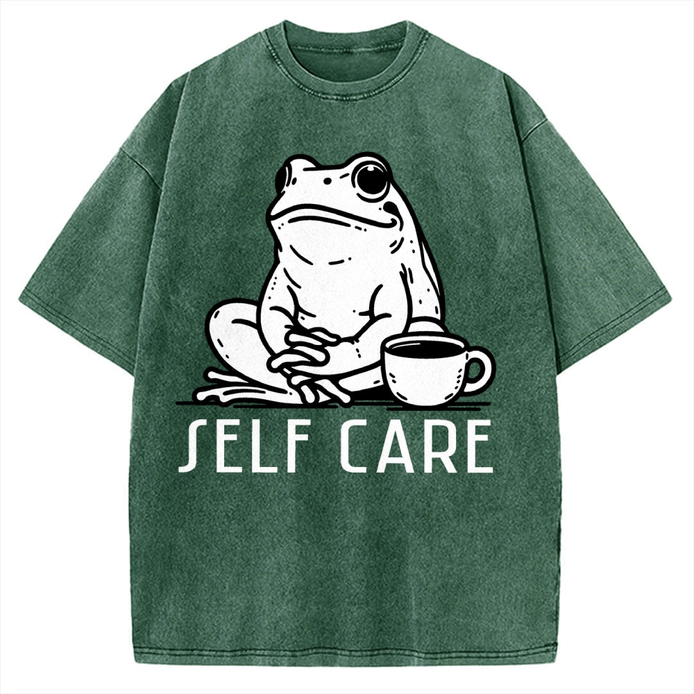 Self Care Frog Vintage Washed T-shirt