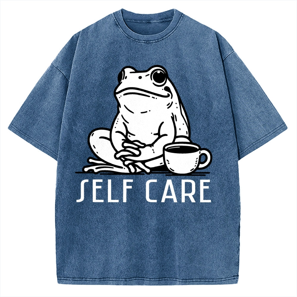 Self Care Frog Vintage Washed T-shirt